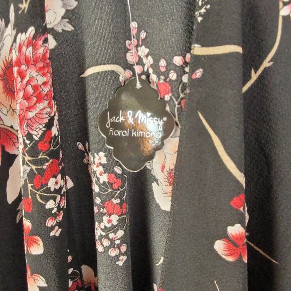 New Jack and Missy dark floral kimono one size open front ruffled whimsigoth - Picture 5 of 8